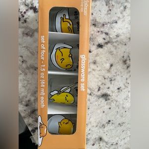 Gudetama The Lazy Egg Glassware Shot Glasses! 4 pack, adorable!🥚